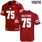Youth Wisconsin Badgers NCAA #75 Michael Balistreri Red Authentic Under Armour Stitched College Football Jersey YS31M03DZ